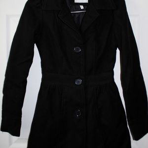 Delia's Girls Wool Blend Coat Black Size Small
